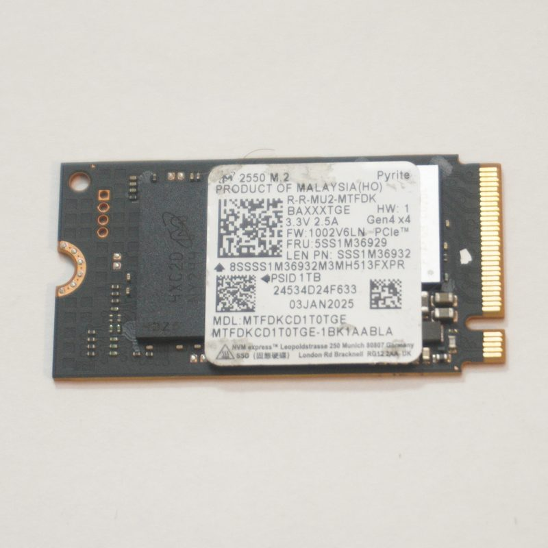 5SS1D08017 Lenovo 1TB NVMe PCIe Gen4x4 M.2 2242 SSD Drive