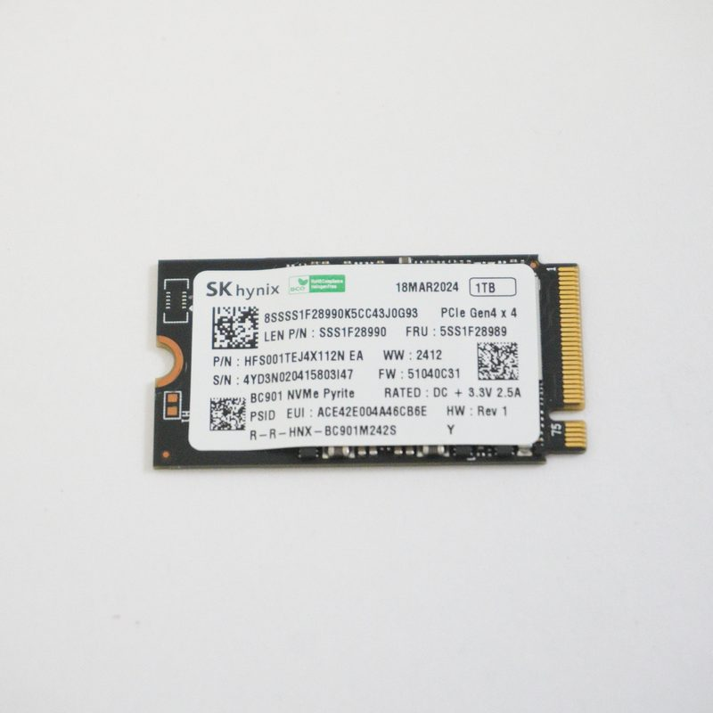 5SS1F28989 Lenovo 1TB NVMe PCIe Gen4x4 M.2 2242 SSD Drive