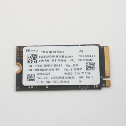 5SS1P00642 Lenovo 1TB NVMe PCIe Gen4x4 M.2 2242 SSD Drive