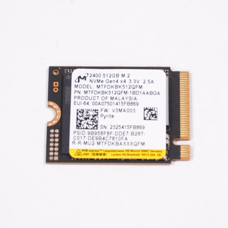 MTFDKBK512QFM-1BD1AABGA Asus 512GB NVMe PCIe Gen4x4 M.2 2230 SSD Drive