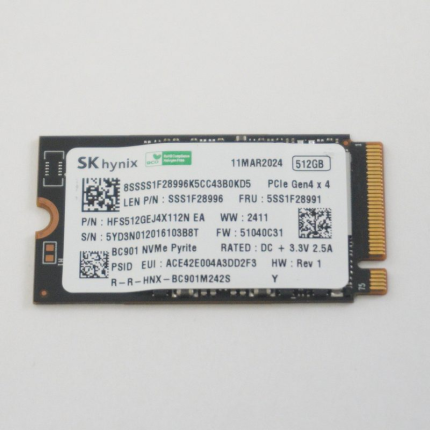 SSS1F28996 Hynix 512GB M.2 2242 PCIe Gen4 x4 NVMe SSD Drive