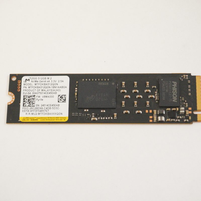 MTFDKBA512QGN Micron 512GB PCIe NVMe Gen 4x4 M.2 2280 SSD Drive