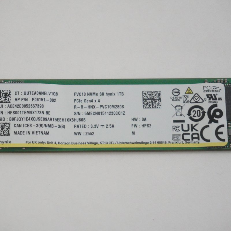 HFS001TEM9X173N Hynix 1TB NVMe PCIe Gen 4x4 M.2 2280 SSD Drive 27-CW0054
