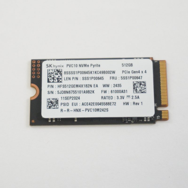 HFS512GEM4X182N  Hynix 512GB NVMe PCIe Gen4x4 2242 SSD Drive 83JT0000US YOGA 7 2-IN-1 16ILL10