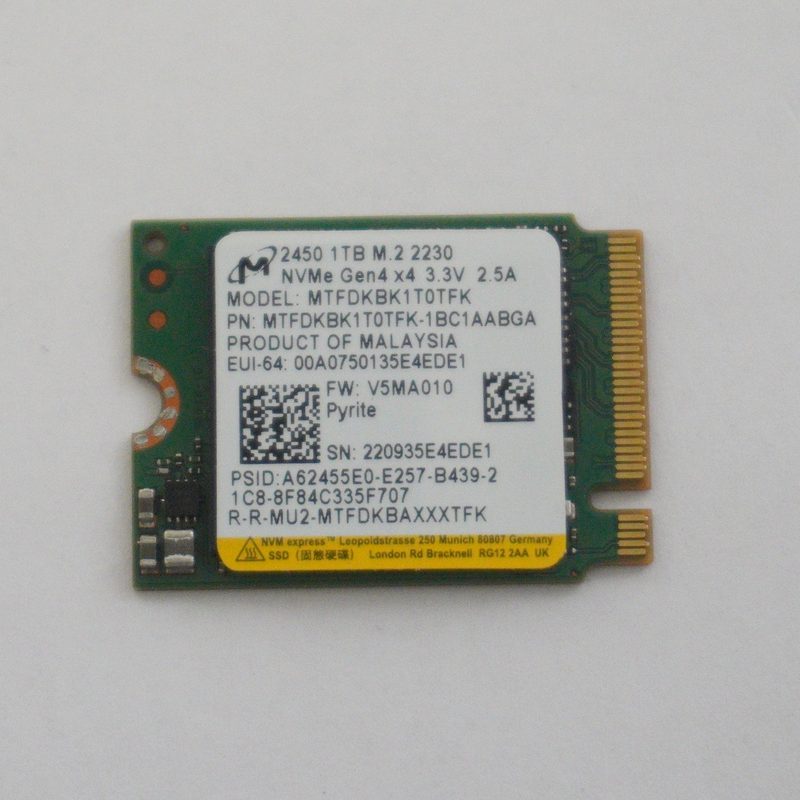 MTFDKBK1T0TFK-1BC1AABGA Micron 1TB PCIe NVMe Gen4x4 M.2 2230 SSD Drive GZ301ZE-Z13.I93050T