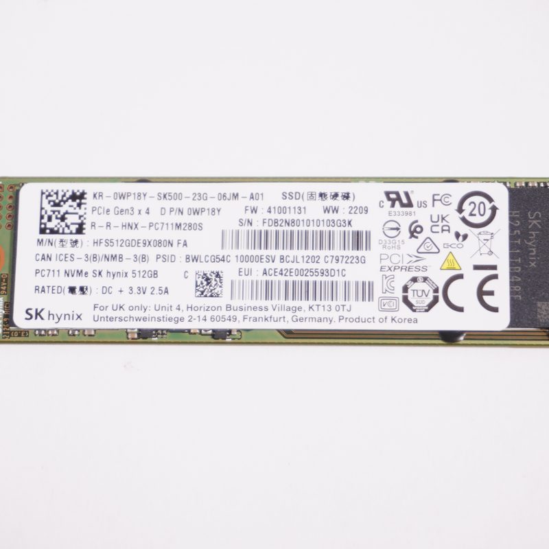 WP18Y Dell 512GB PCle Gen3x4 SSD Disk AWX15R1-7958WHT-PUS