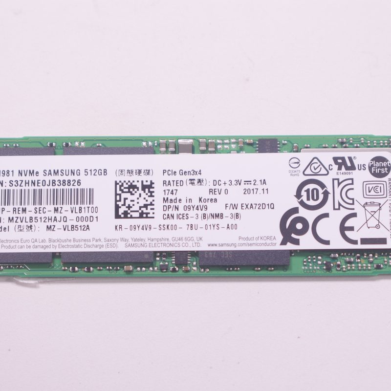 9Y4V9 Dell 512gb Tlc Pci Express 3.0 X4 Nvme M.2 2280 Ssd Drive XPS9365