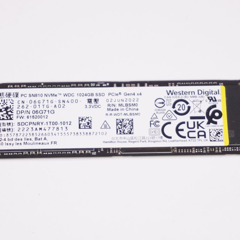 SDCPNRY-1T00-1012 Western Digital 1TB PCIe NVMe Gen4x4 SSD Drive XPS8950-7501BLK-PUS